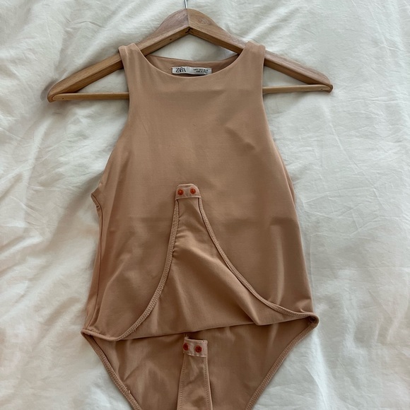 Zara Tan Body Suit Sz Small - Picture 2 of 3